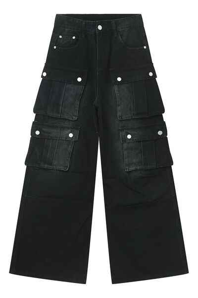Multi-Pocket Cargo Wide-Leg Jeans - Damned Threads